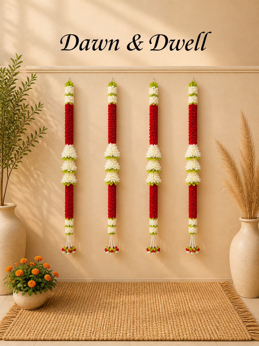 Elegant Handmade Floral Hanging Strings – Festive Wall, Staircase & Door Decor