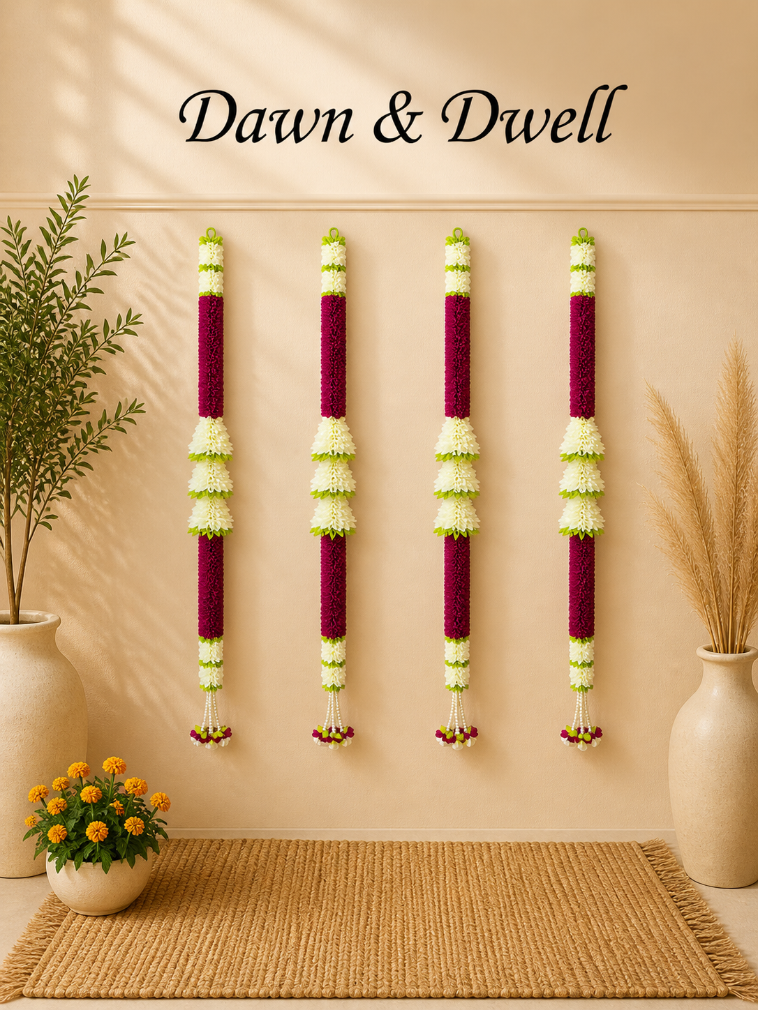 Elegant Handmade Floral Hanging Strings – Festive Wall, Staircase & Door Decor