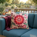 Handmade Textured Floral Cushion Cover – Multicolour Embroidery, Cotton, 40x40 cm (16x16”)