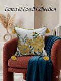 Handmade Textured Floral Cushion Cover – Embroidered Cotton, Neutral Tones, 40x40 cm (16x16”)
