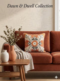 Handmade Textured Floral Cushion Cover – Embroidered Cotton, Neutral Tones, 40x40 cm (16x16”)