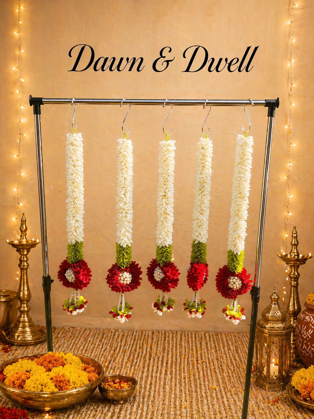 Mogra & Pearl Garland | Artificial Flower Mala for Pooja, Weddings & Festive Décor