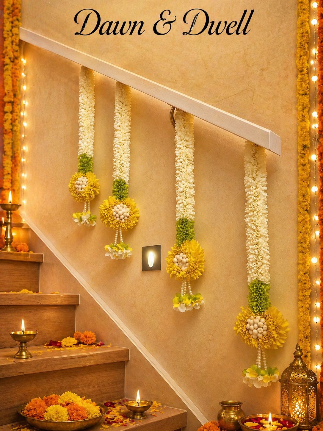Mogra & Pearl Garland | Artificial Flower Mala for Pooja, Weddings & Festive Décor
