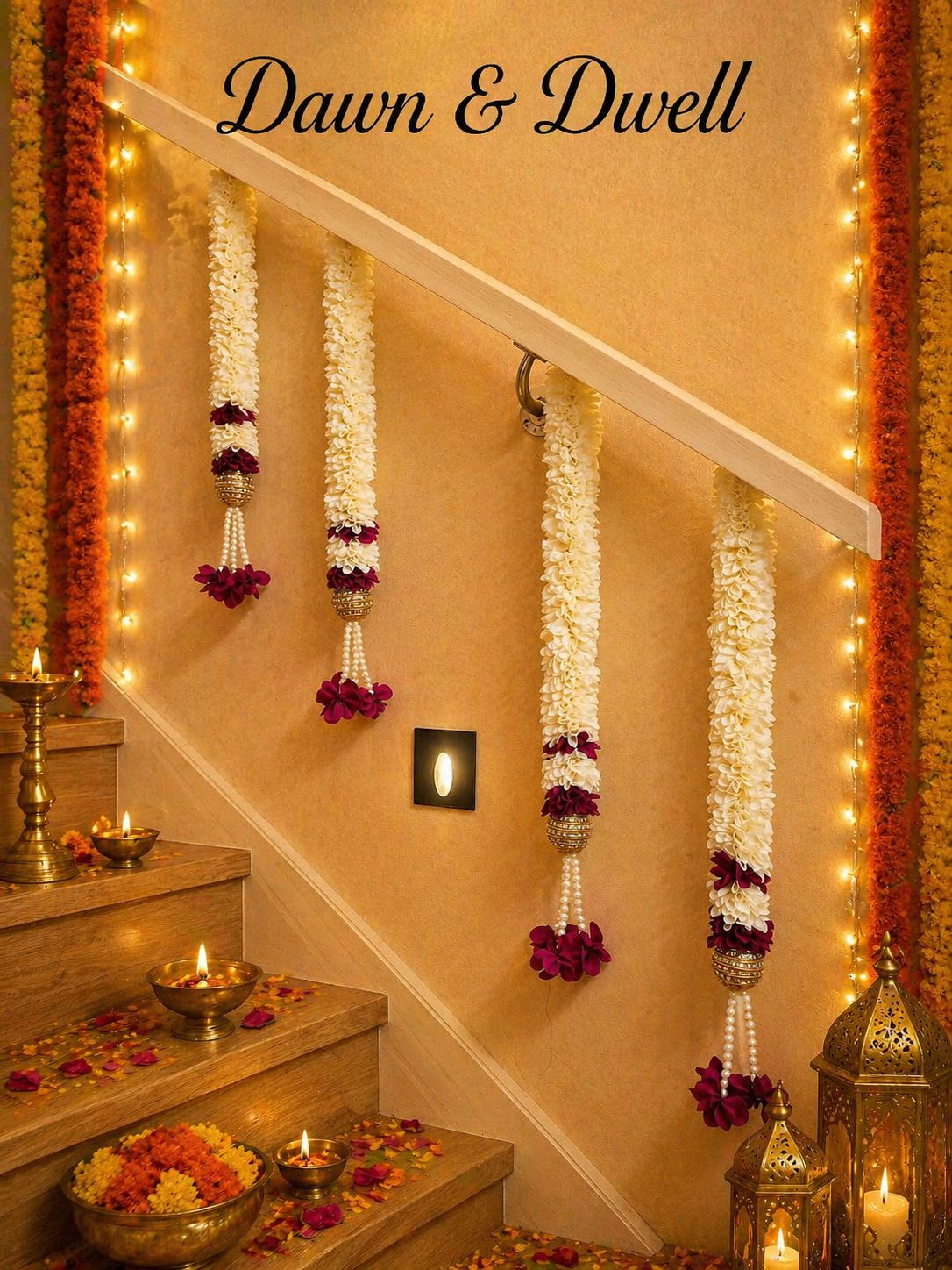 Luxury Floral Hanging Strings for Wall, Staircase & Backdrop Décor