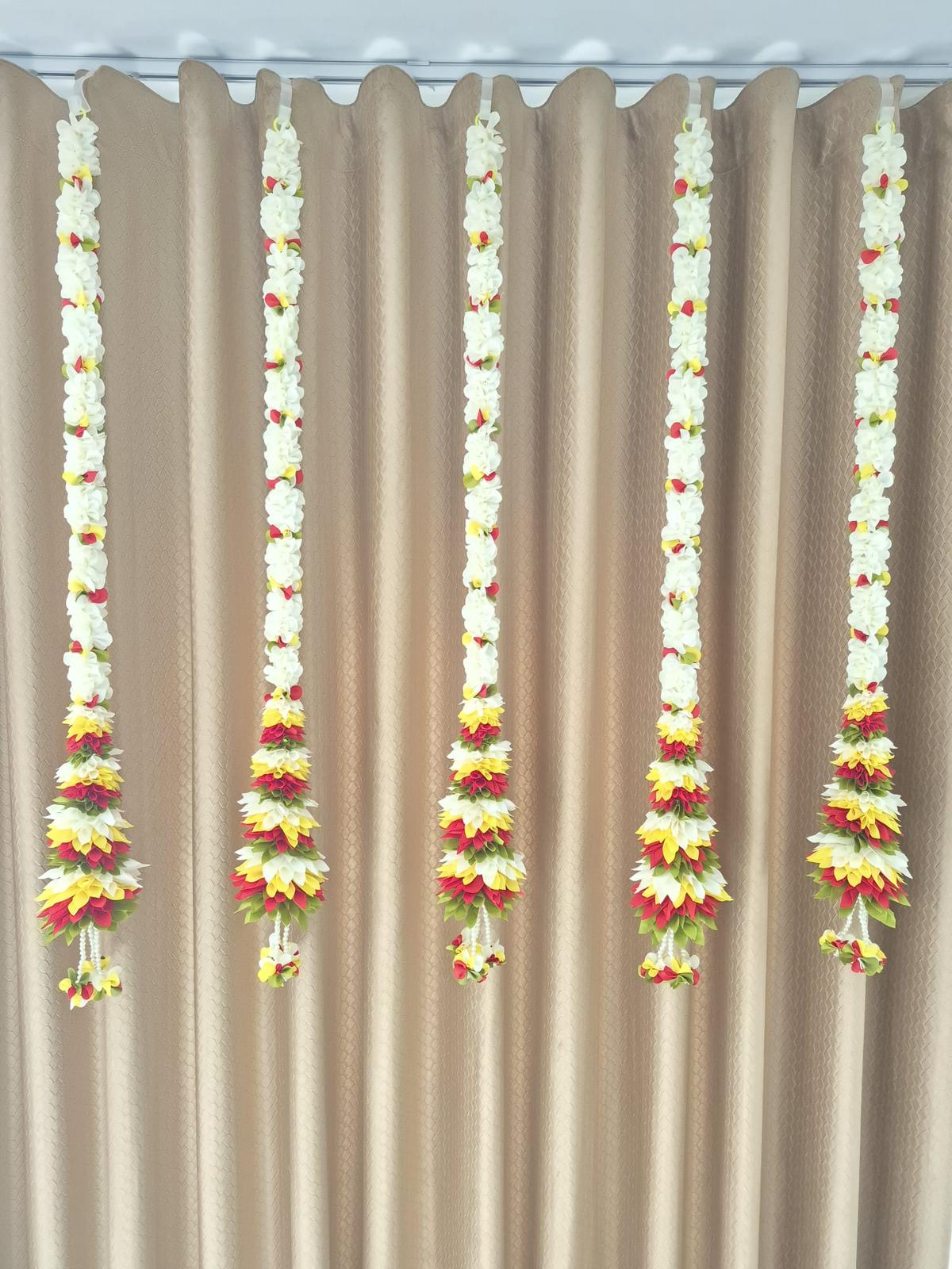 Handcrafted Floral Hanging Strings – Trio Colour Festive Garland | Diwali, Wedding & Home Décor