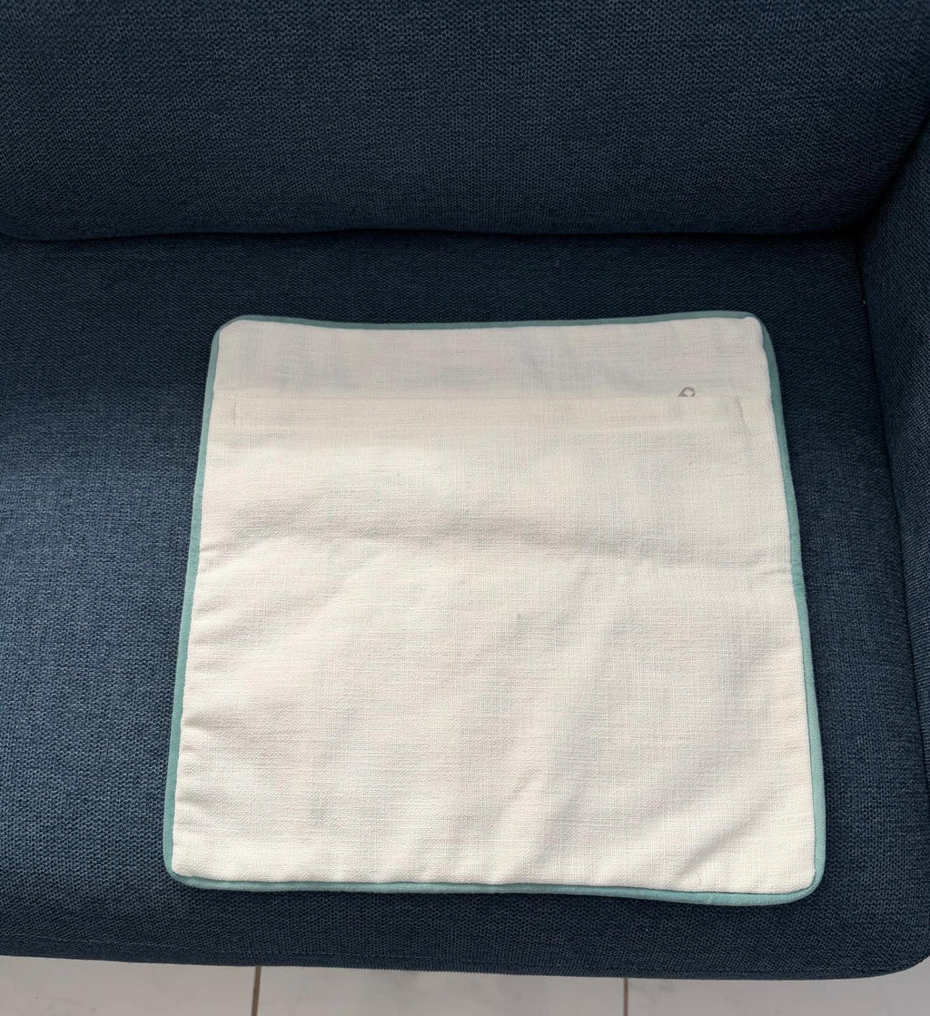 Handmade Textured Floral Cushion Cover – Embroidered Cotton, Neutral Tones, 40x40 cm (16x16”)